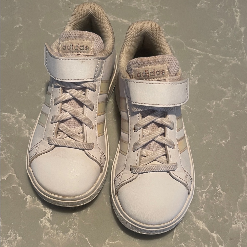 Adidas Kids White and Gray Sneakers